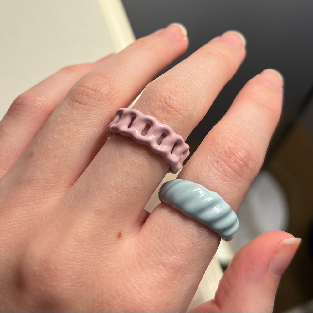 Cotton Candy Enamel Ring Set 🍬🛼🩵☁️🫧